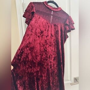 City Triangles crushed velvet lace shift dress XXL Burgundy Whimsygoth Vamp Y2K